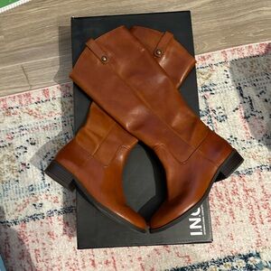 INC International Concepts Fawne Cognac Leather Boots